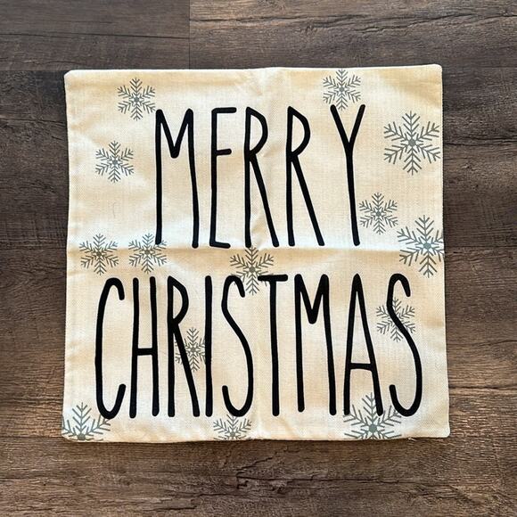 Merry Christmas Snowflake Indoor/Outdoor Holiday Neutral Pillow Cover NWOT - Picture 3 of 7